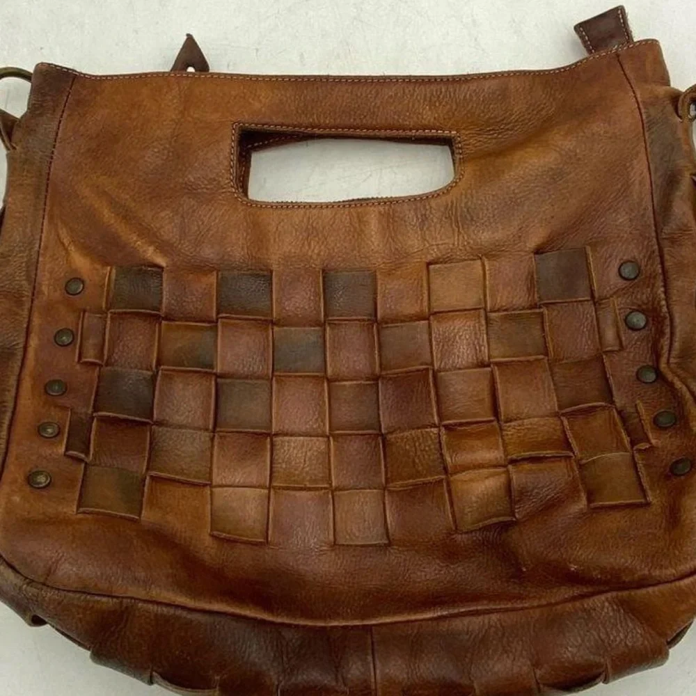 Women’s Bed Stu Orchid Stylish Woven Distressed Brown Leather Bag - Picture 3 of 5
